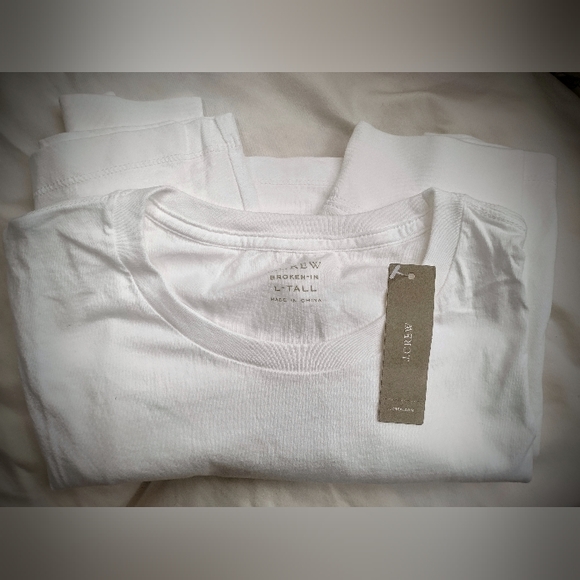 NWT J. Crew Broken-In Long Sleeve T-Shirt w/ Chest Pocket, White, Large-Tall - Picture 3 of 9